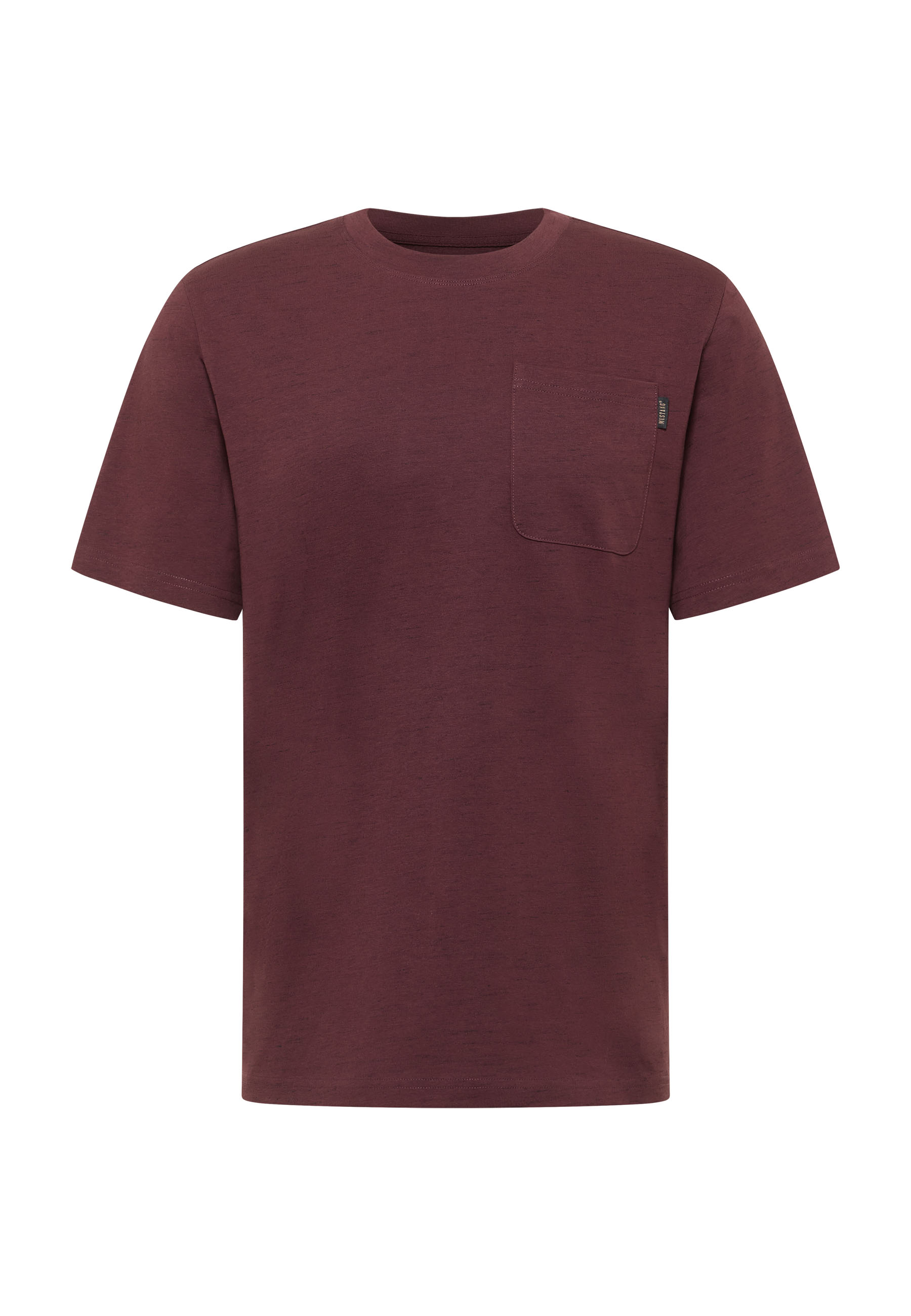 T-Shirt, Kurzarm, Rundhals, Brusttasche, Unifarbe burgunder