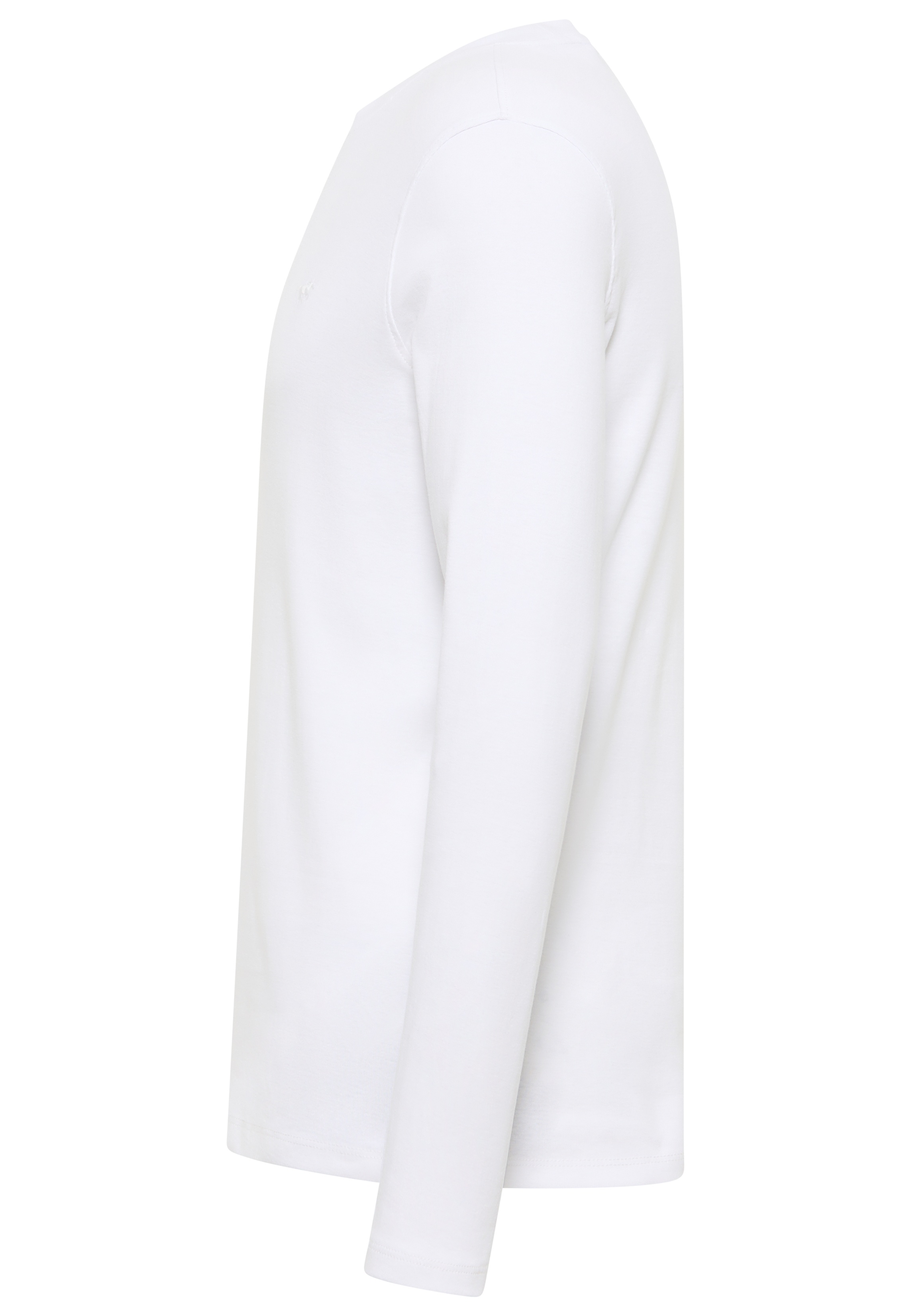 Langarmshirt, Weiß, Baumwolle, Rundhalsausschnitt, Basic-Shirt
