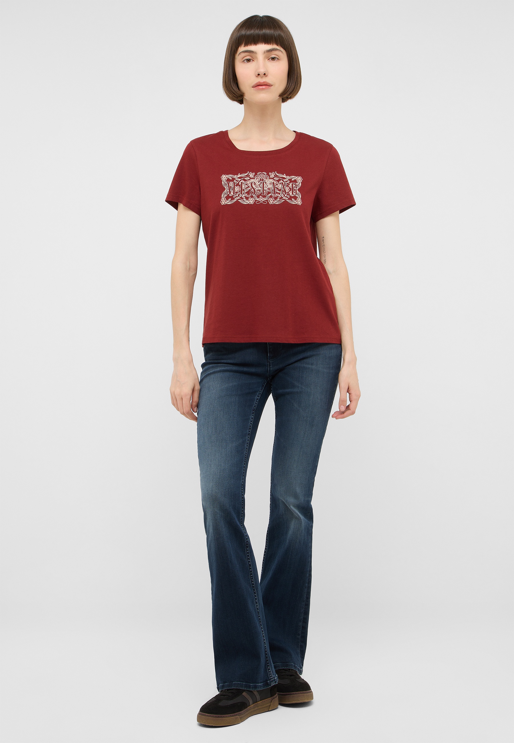 Tee, T-Shirt, Rot, Kurzarm, Print