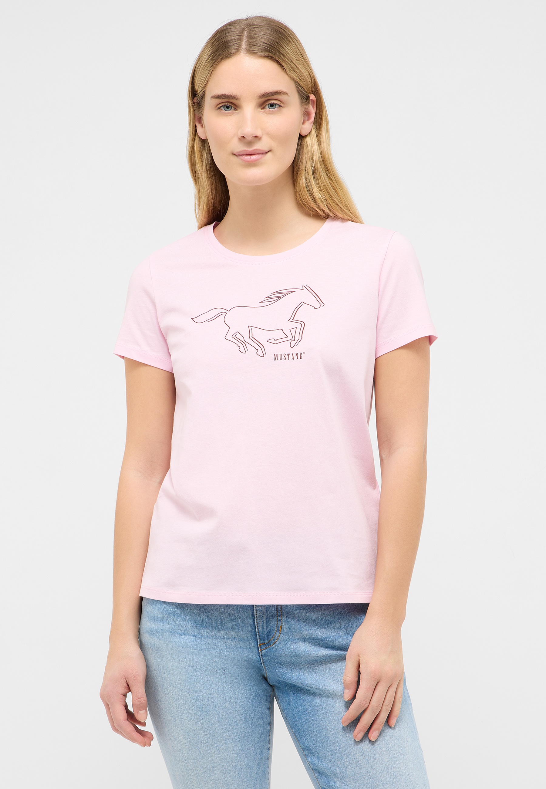 T-Shirt, Pink, Mustang-Logo, Kurzarm, Damen