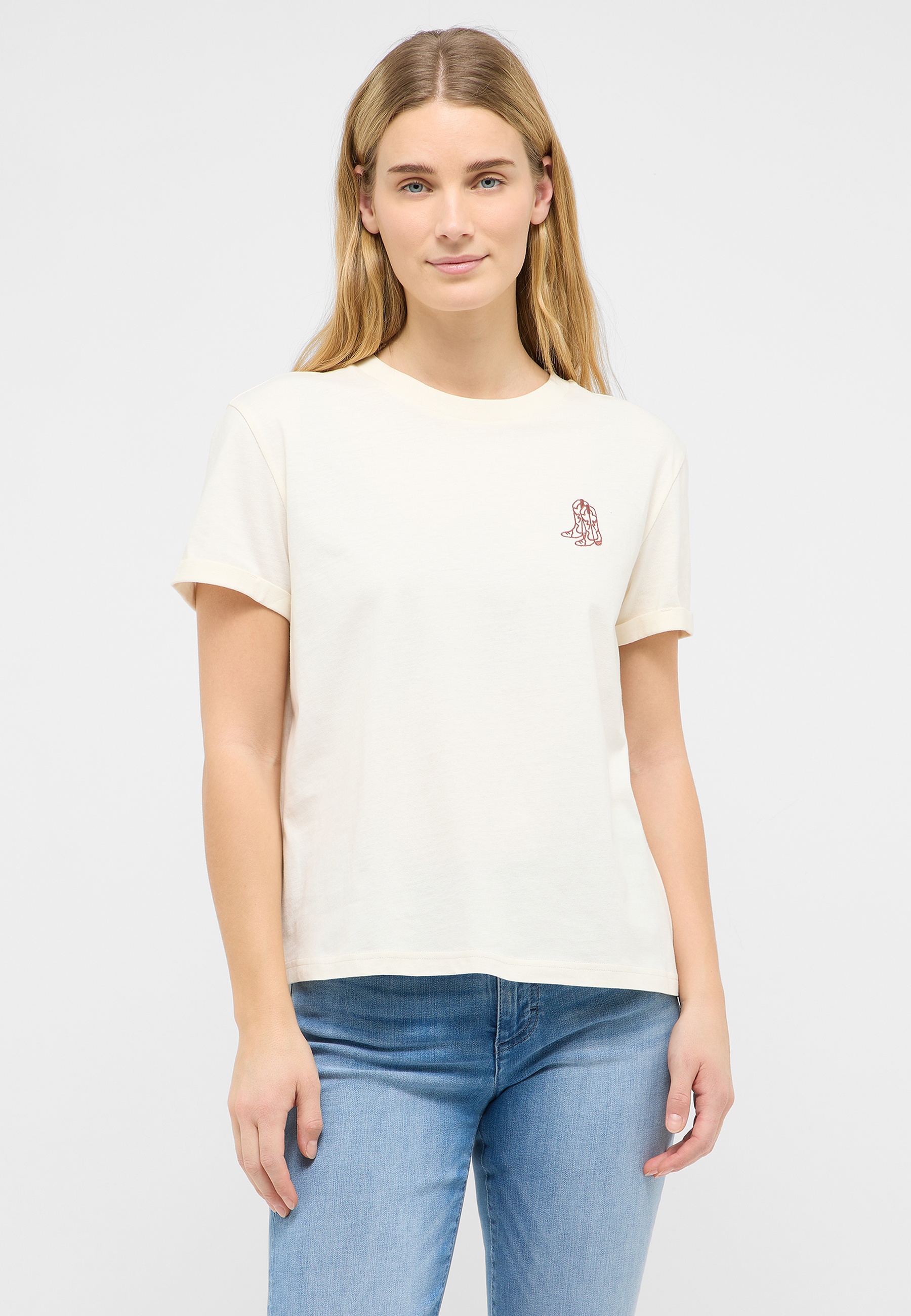 Tee, T-Shirt, Beige, Crewneck, Logo small