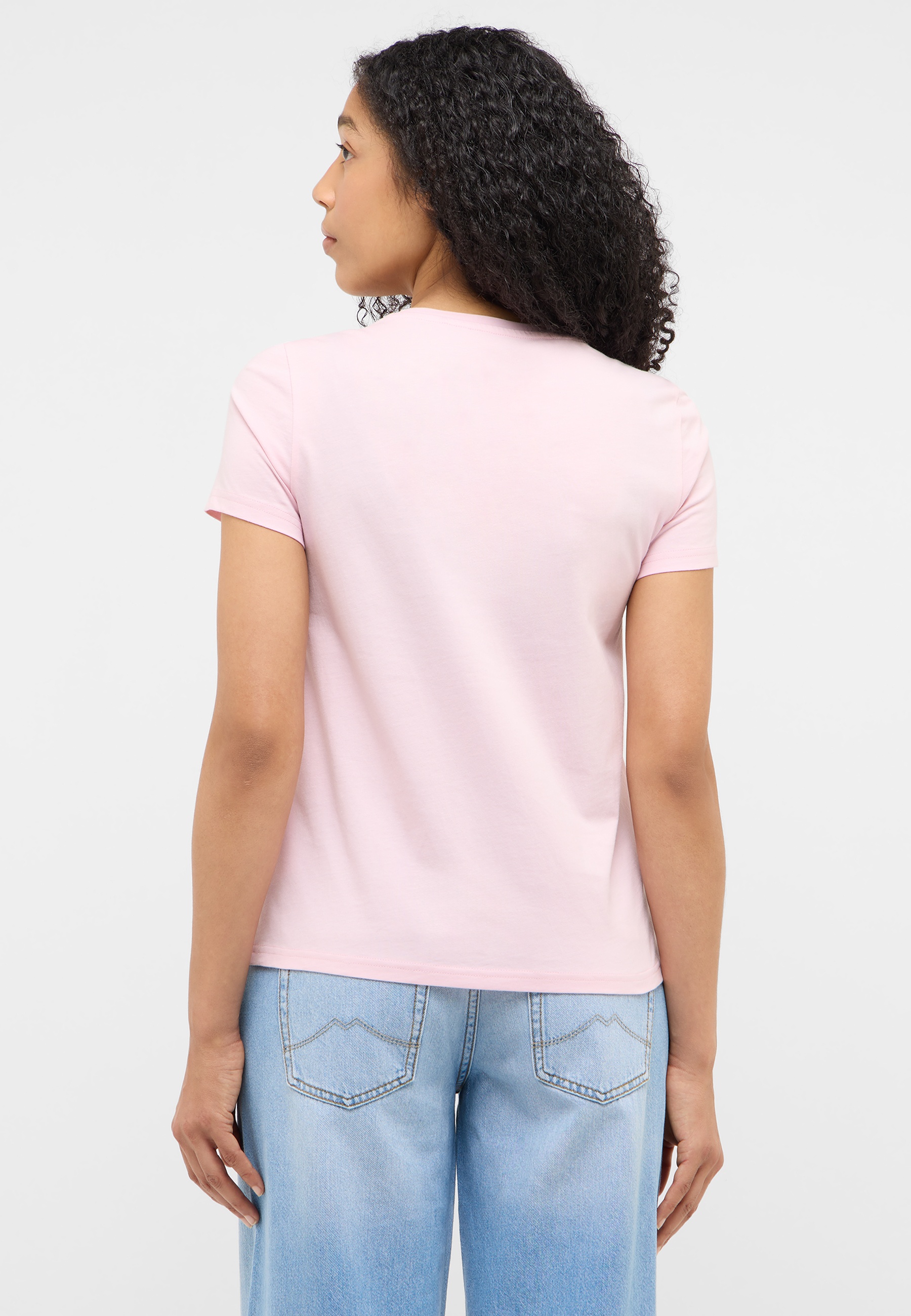 T-Shirt, Rundhals, Kurzarm, Rosa, Baumwolle