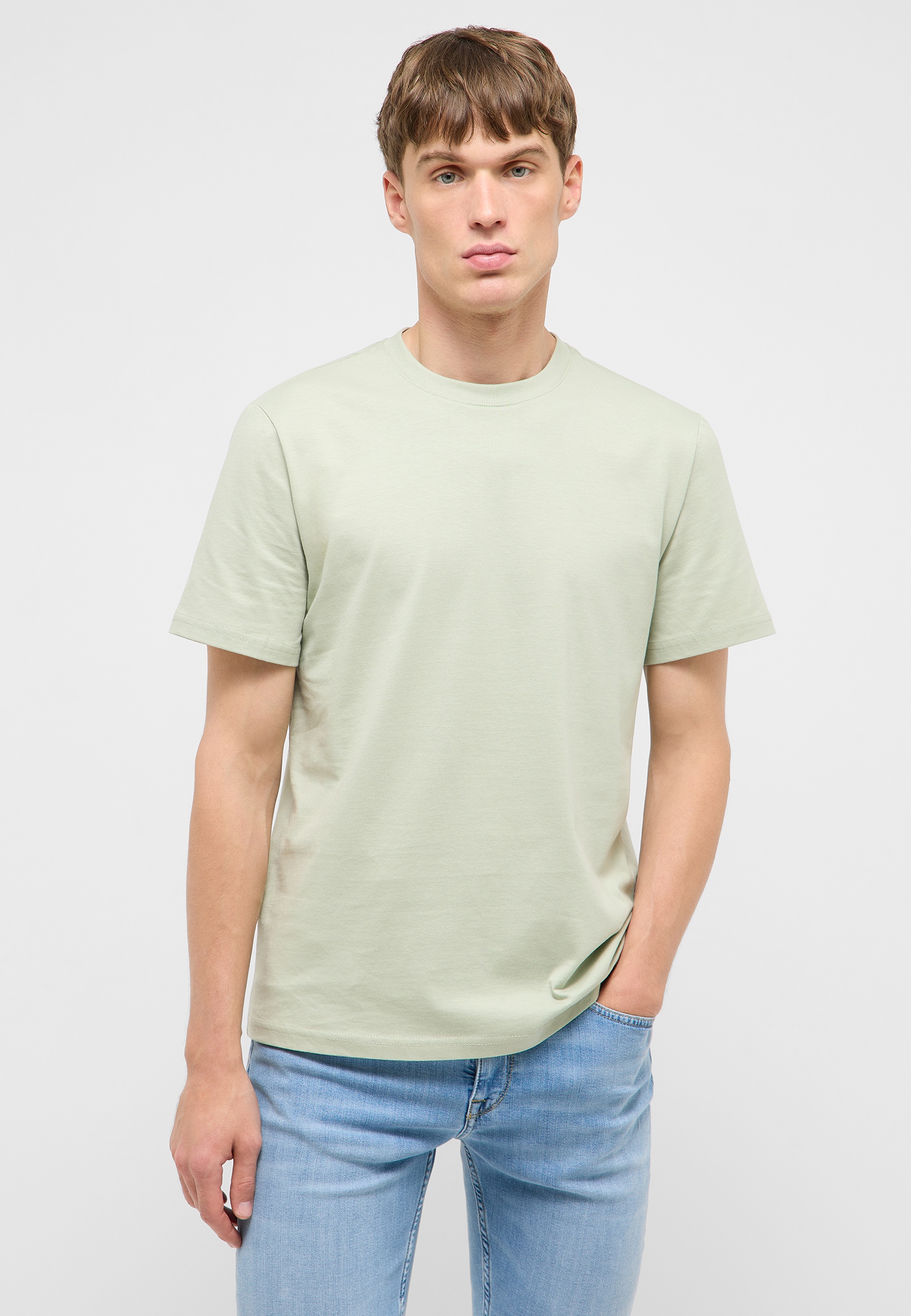 T-Shirt, Plain, Kurzarm, Beige, Casual