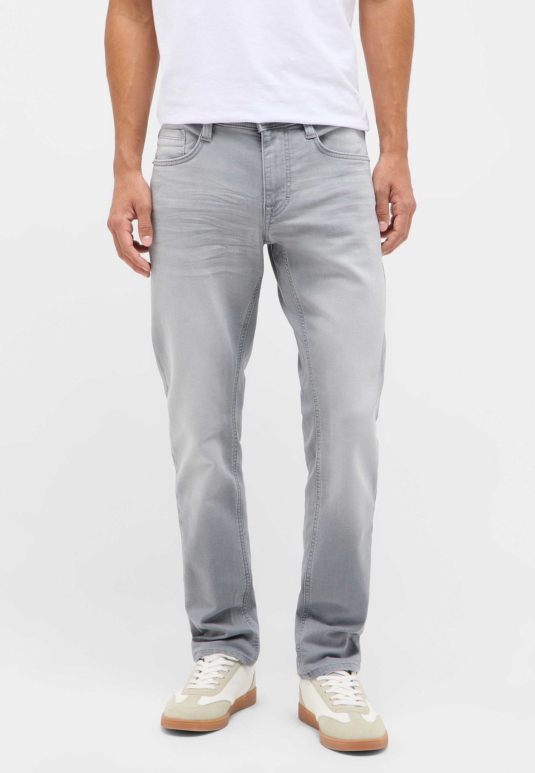 Hose, Jeans, Grau, Fronttaschen, Gerade Passform