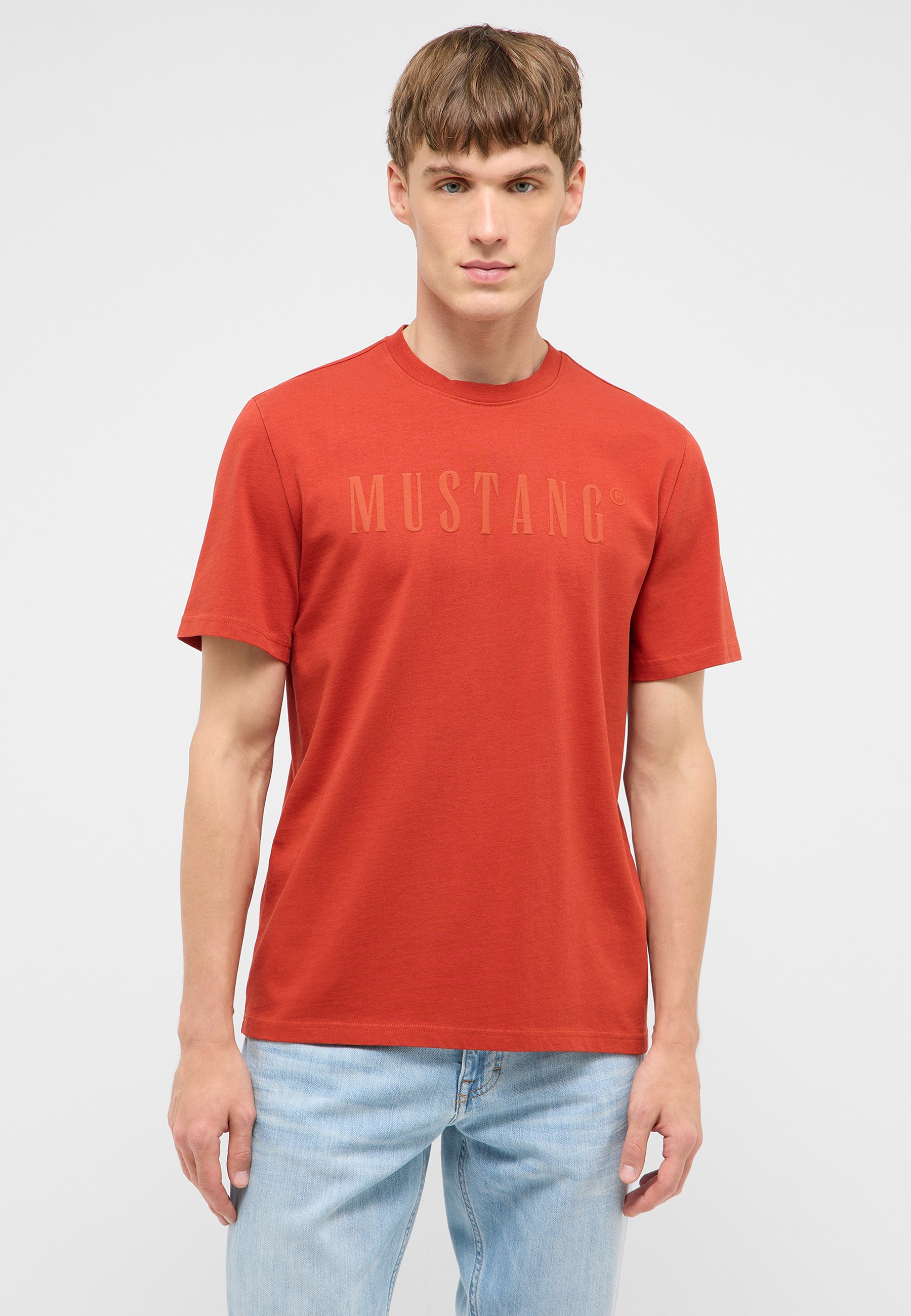 T-Shirt, Baumwolle, Rot, Kurzärmlig, Mustang Text
