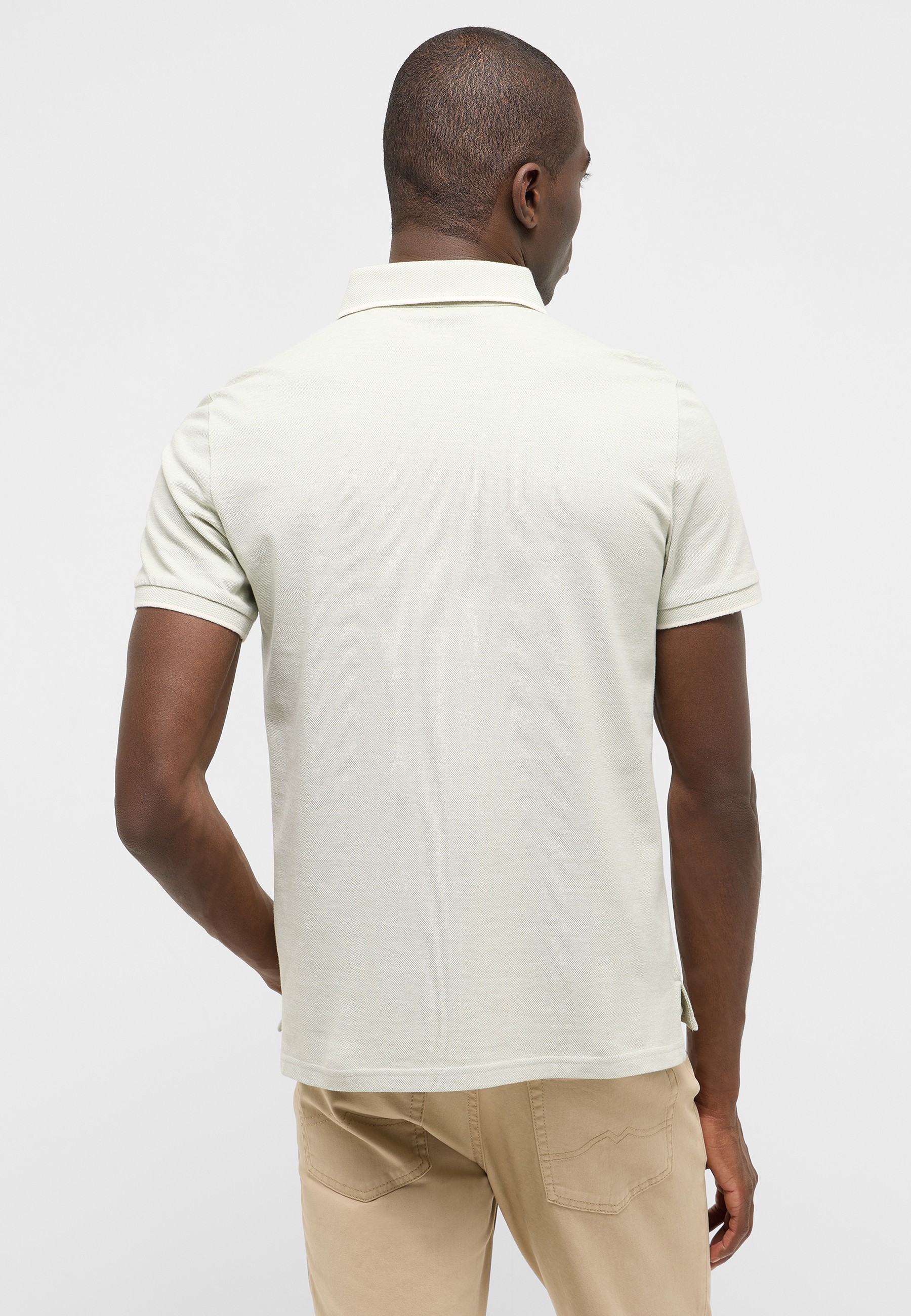 polohemd, kurzarm, kragen, beige, baumwolle