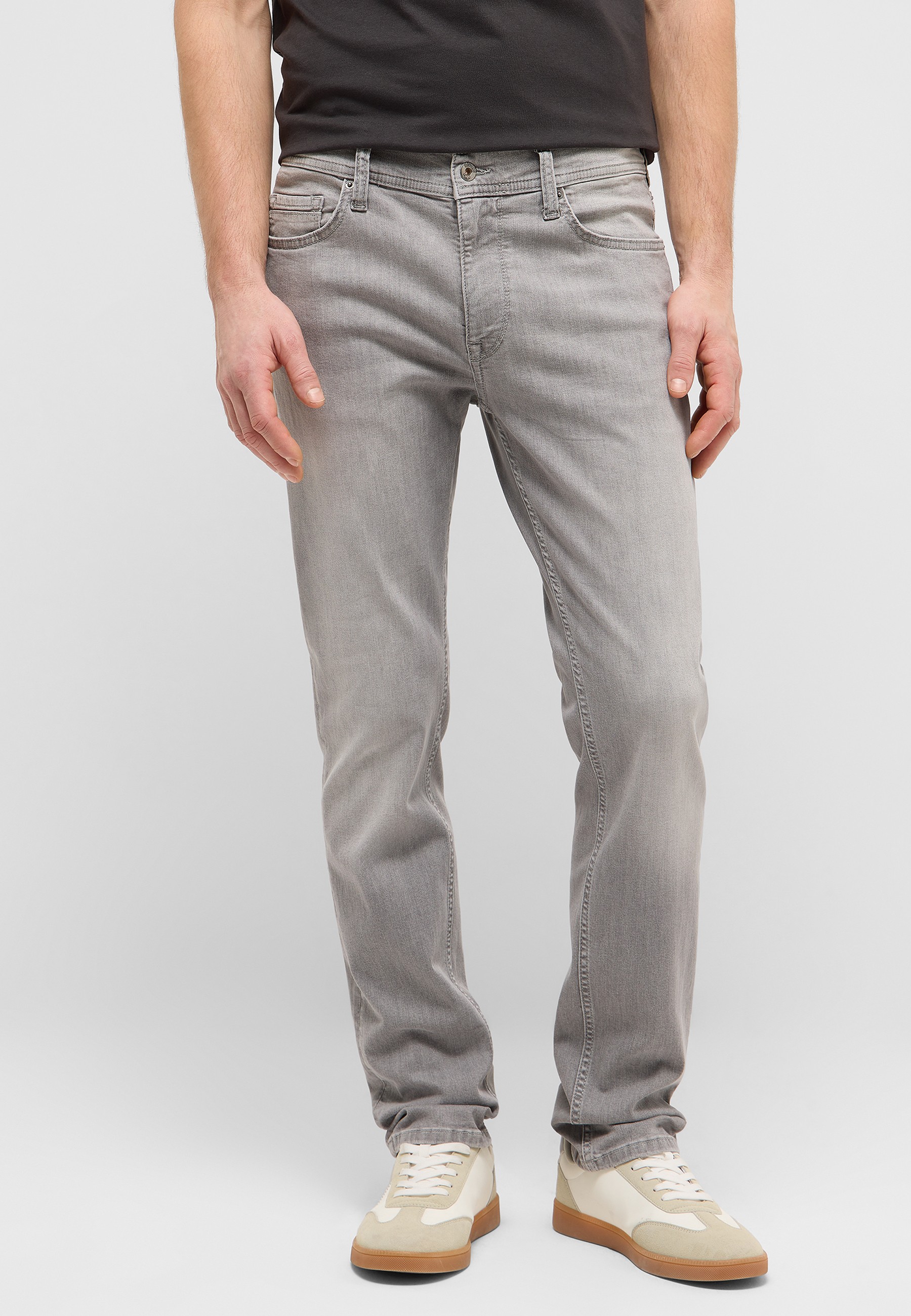 Hose, Jeans, Grau, Straight, Kniebundenhose